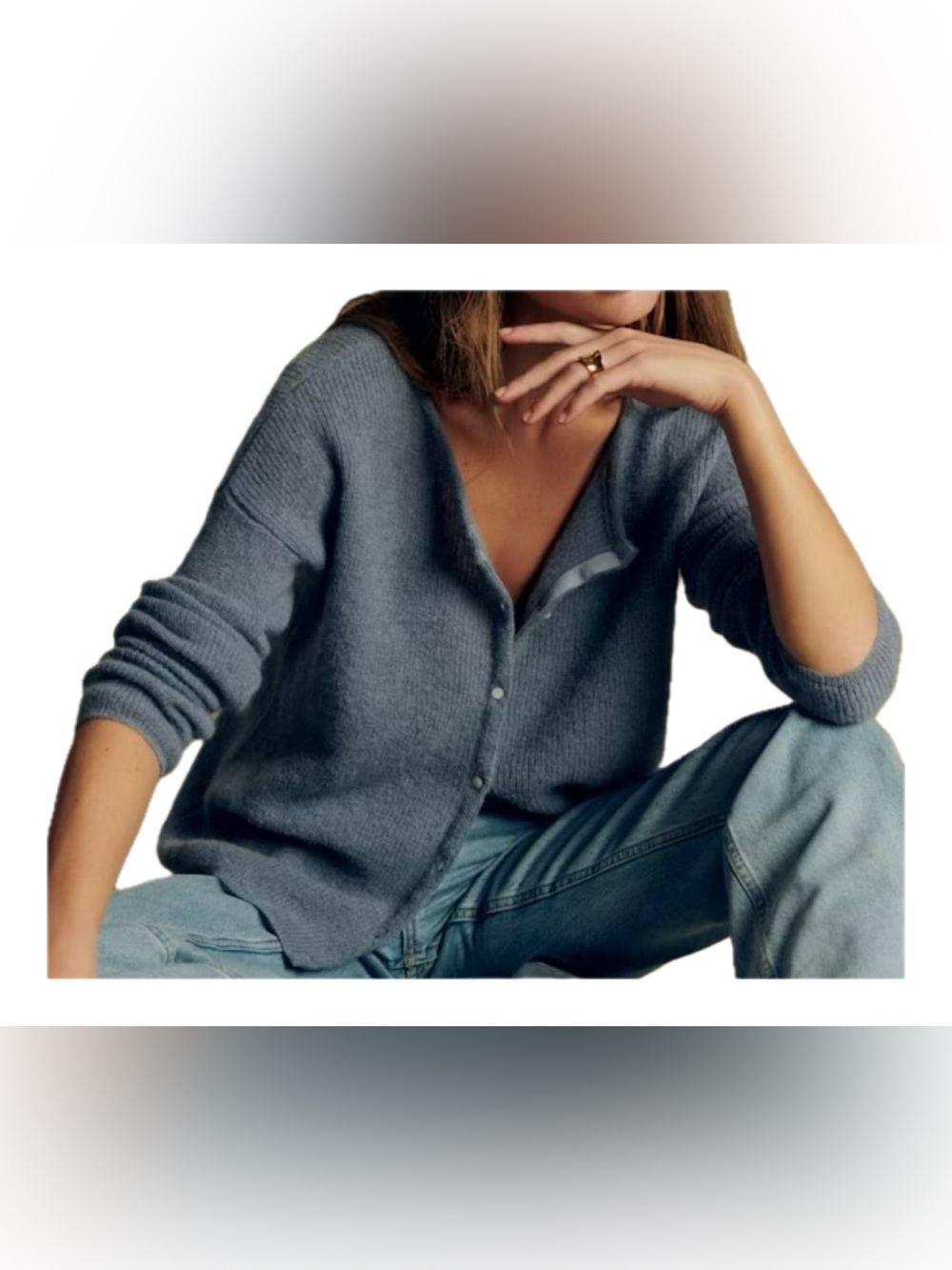 Sezane Gaspard Cardigan Vintage Blue - Size M Like New